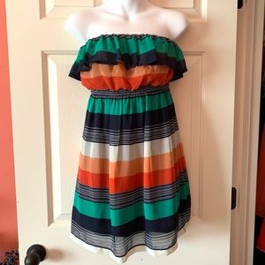 Forever 21 Midi Striped Strapless Flowy Dress